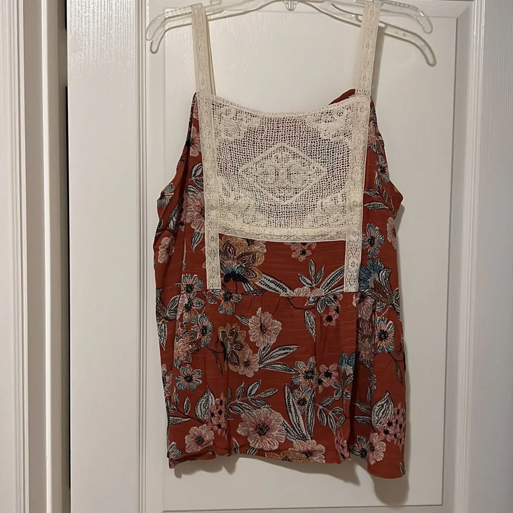 NWT Maurice’s Plus Size Floral Lace Bib Tank Top - Picture 2 of 9